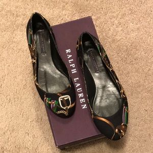 RALPH LAUREN “Ramona”  Black/Purple Canvas. 7.5